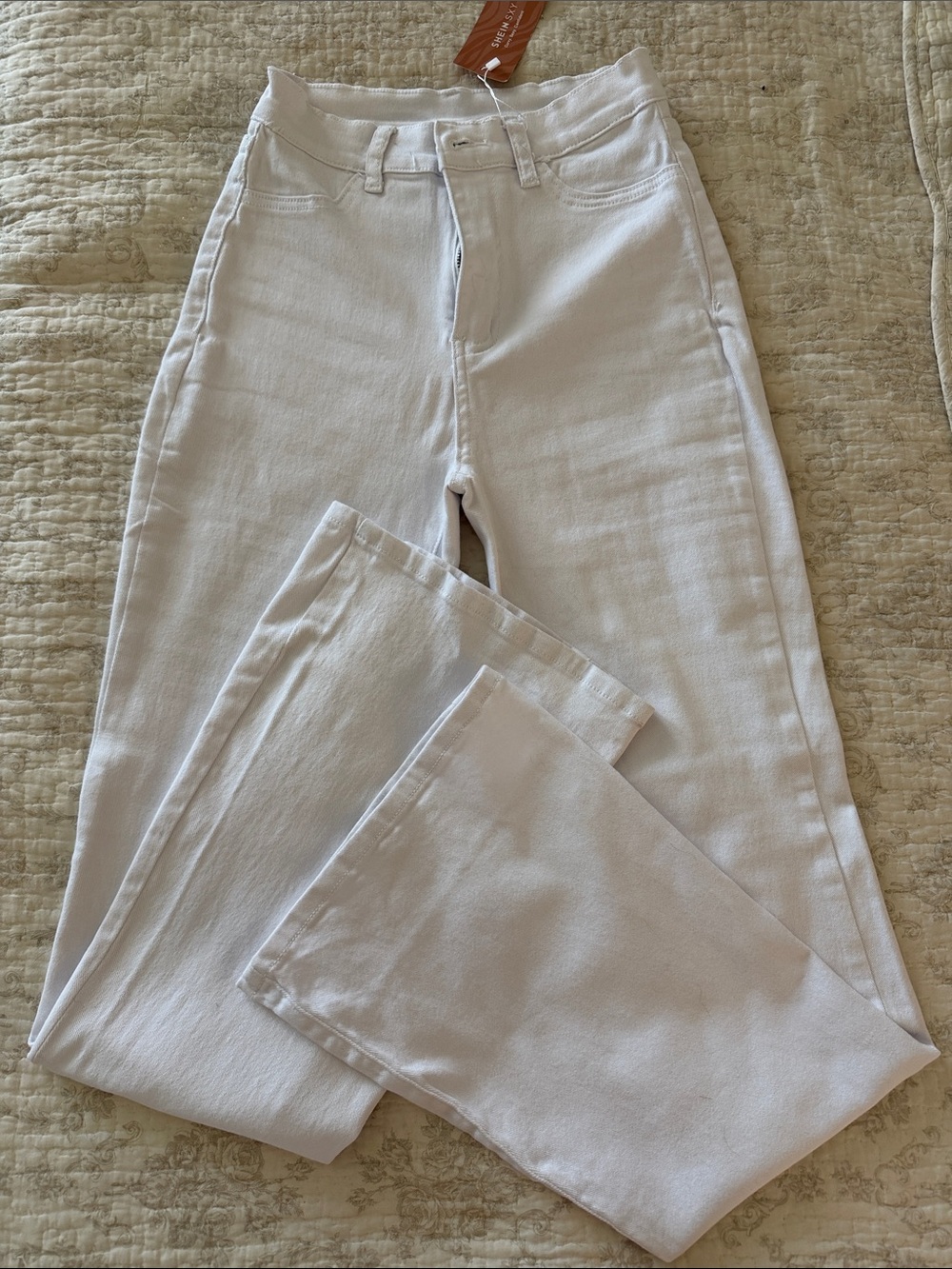 SHEIN White Flare Leg Jeans